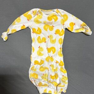 Carter's White and Yellow Duck Print Footie